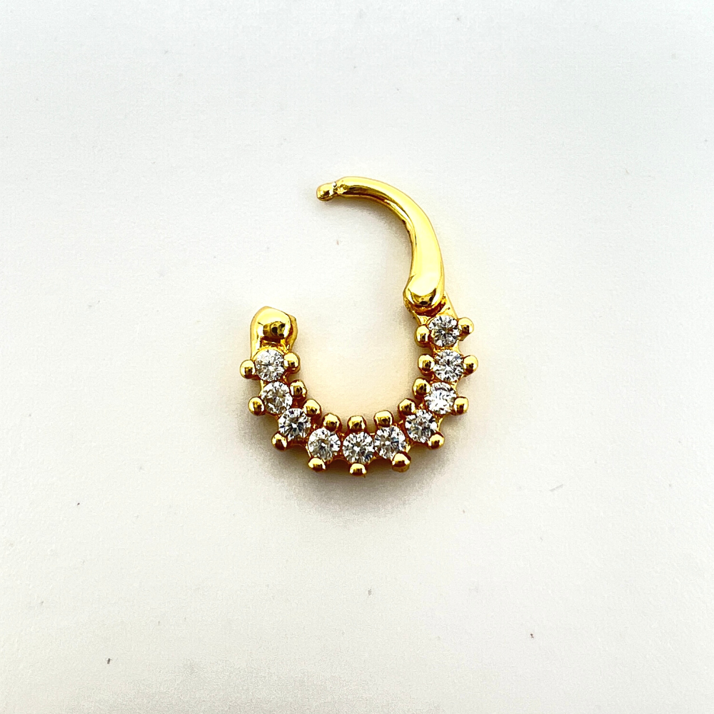 Mono Orecchino Hoop Mini in Argento Gold con Micro Zirconi a Goccia