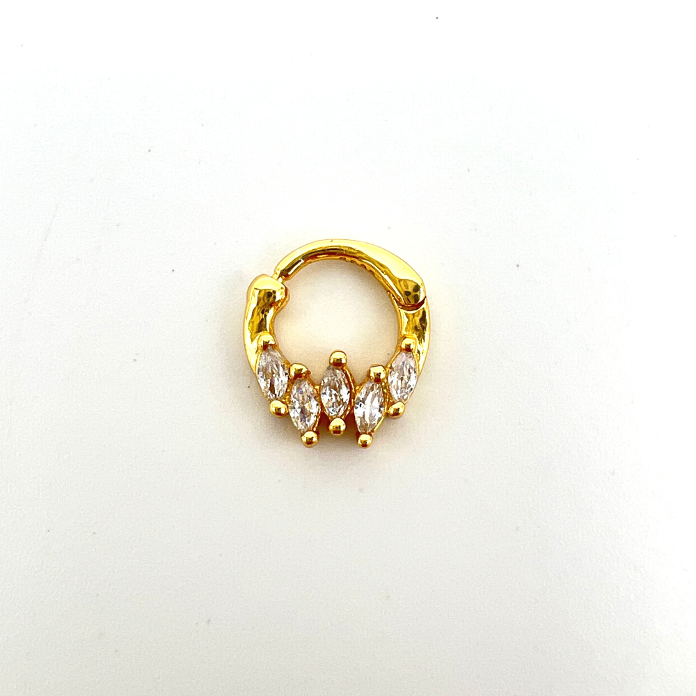 orecchino gold zirconi bianchi