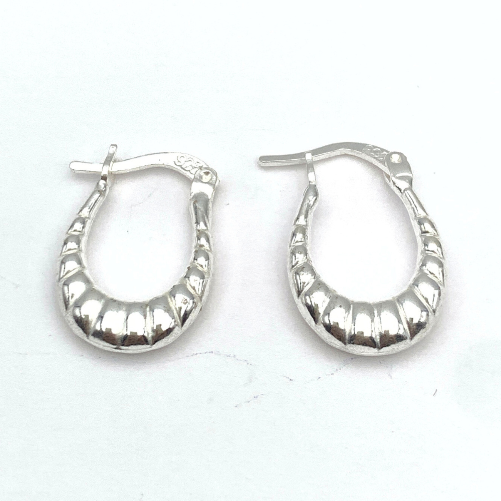 Orecchini Torchon Ovali Minimal in Argento Silver