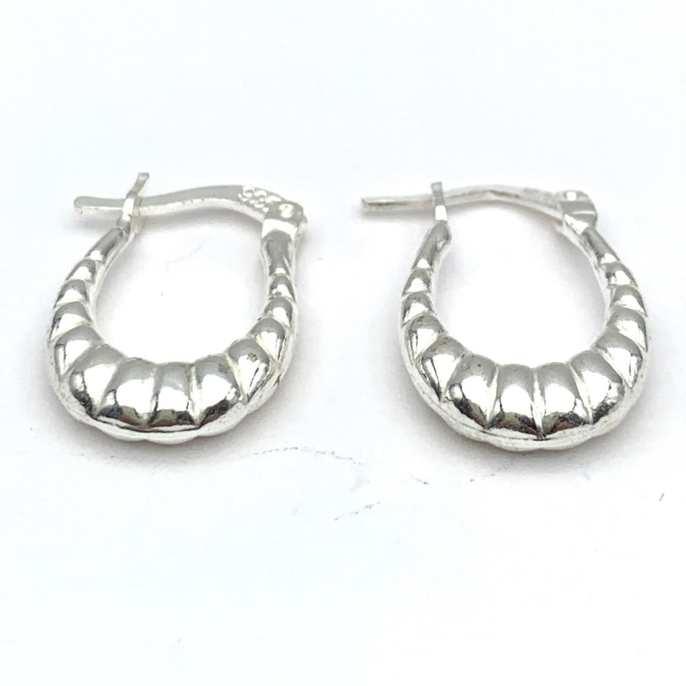 Orecchini Torchon Ovali Minimal in Argento Silver