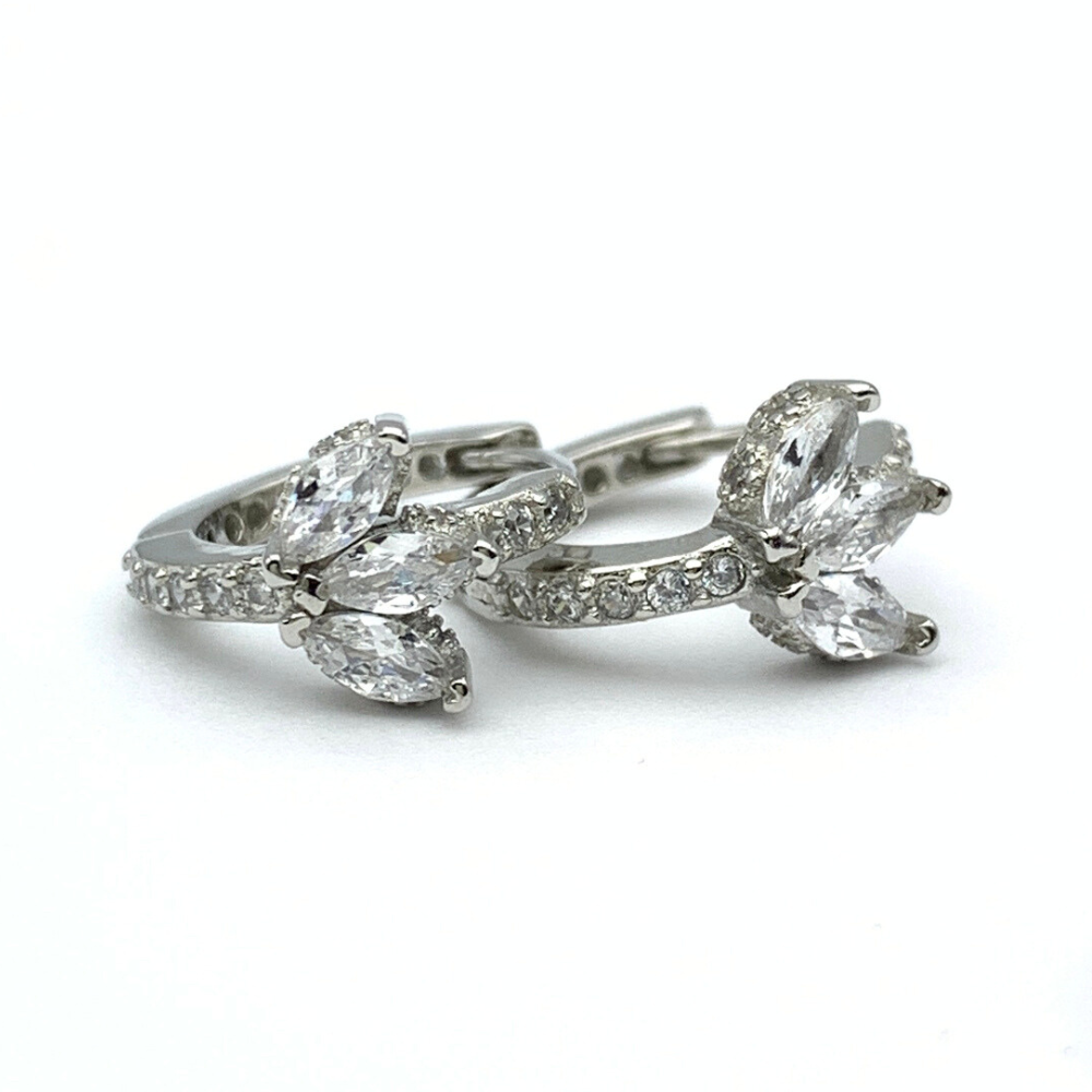 hoops papillon in argento 925 con zirconi bianchi tondi e a goccia