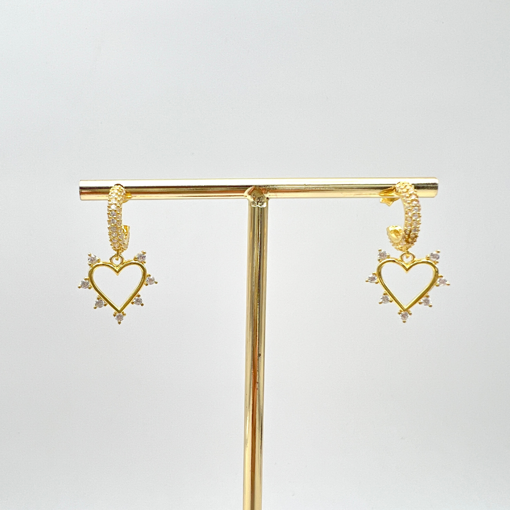 orecchini in argento placcati oro con ciondolo cuore
