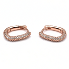Hoops Squadrati Zirconi Bianchi in Argento Rosè