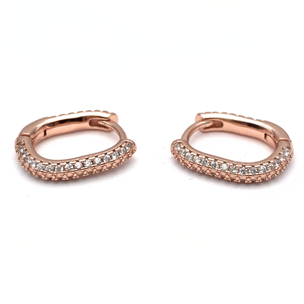 Hoops Squadrati Zirconi Bianchi in Argento Rosè