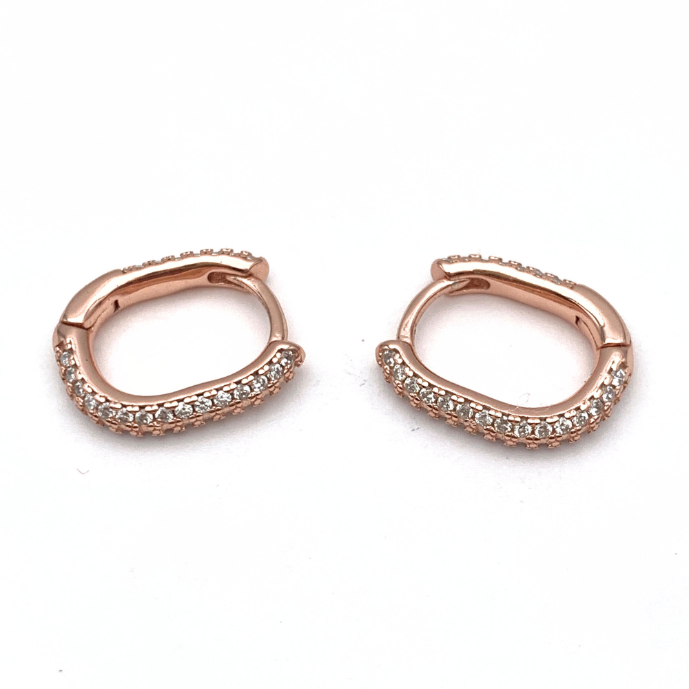 Hoops Squadrati Zirconi Bianchi in Argento Rosè