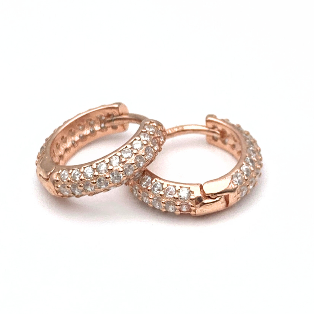 Hoops Tondi Zirconi Bianchi in Argento Rosè