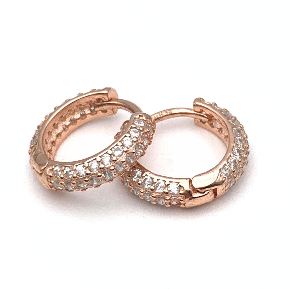Hoops Tondi Zirconi Bianchi in Argento Rosè