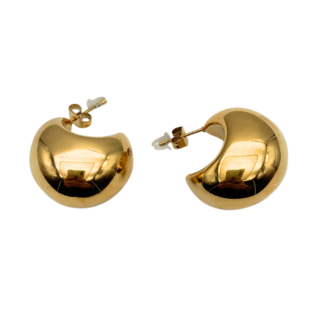 Orecchini Goccia Bombata Small in Acciaio Gold