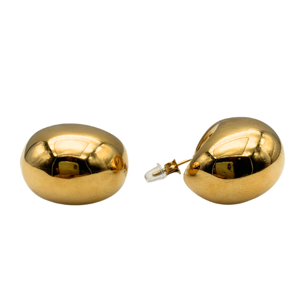 Orecchini Goccia Bombata Small in Acciaio Gold