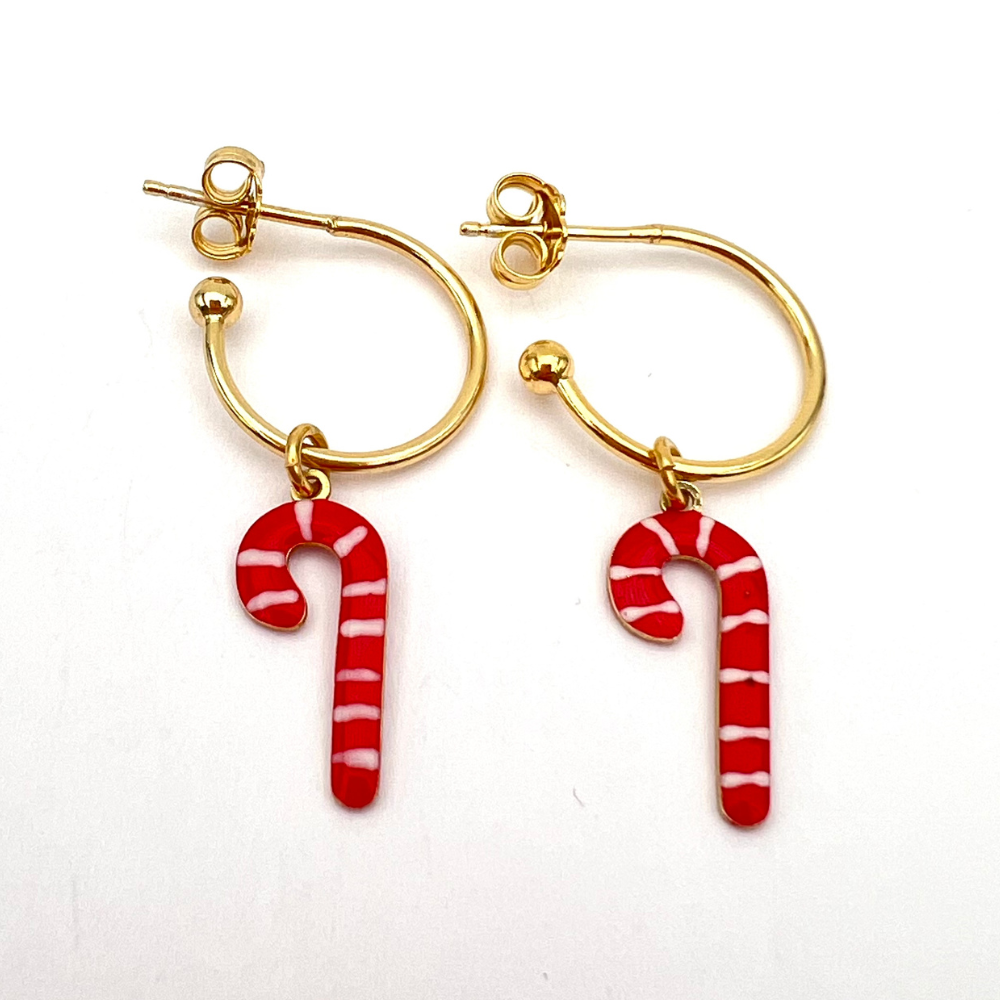 orecchini in argento 925 placcati oro giallo 18k con ciondolo pendente bastoncini di zucchero
