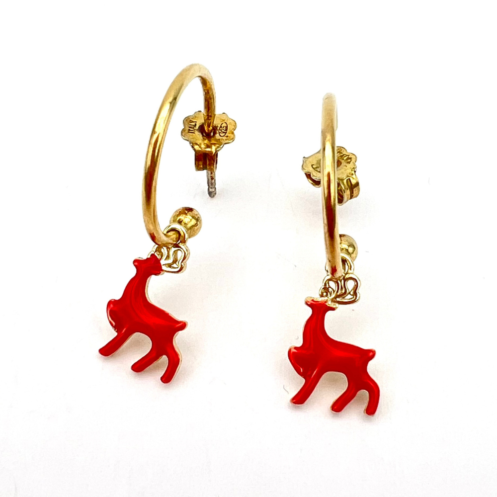 Orecchini Renna di Natale in Argento Gold