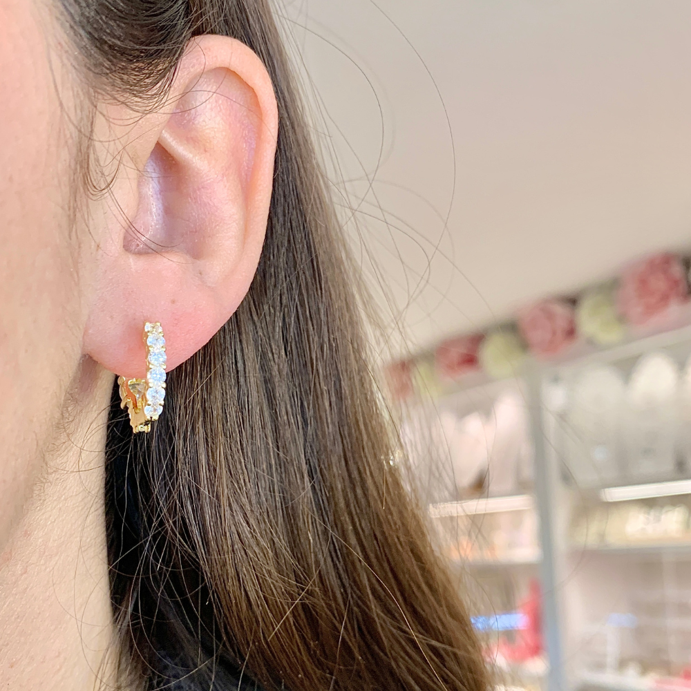 hoops gold zirconi bianchi