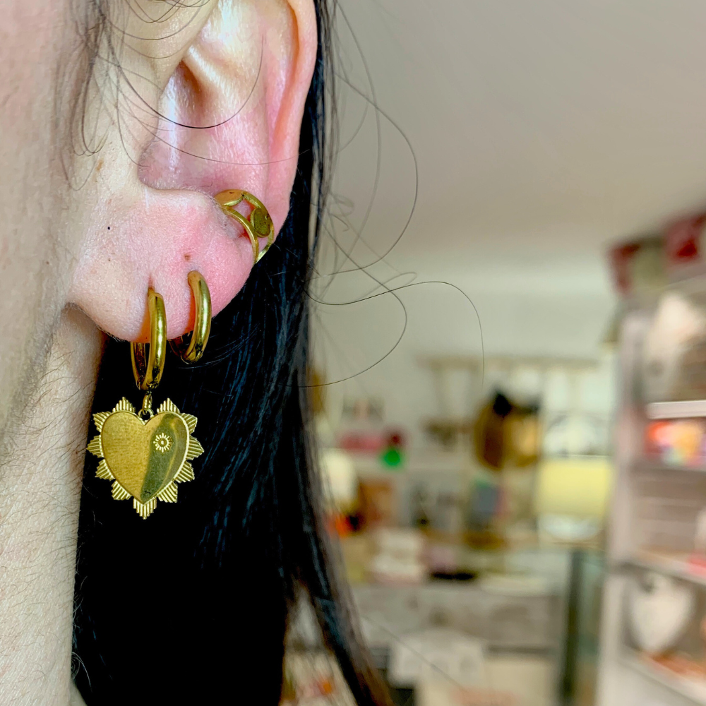 Orecchini Cuore in Acciaio Gold