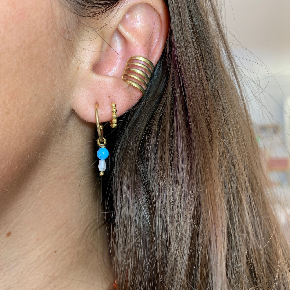 Hoops con Pietra Azzurra e Perla in Argento Gold