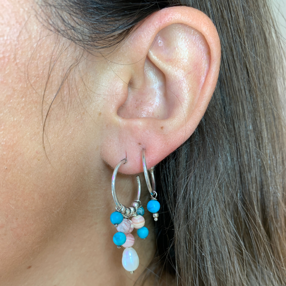 Hoops Pietre Azzurre e Rosa in Argento Silver