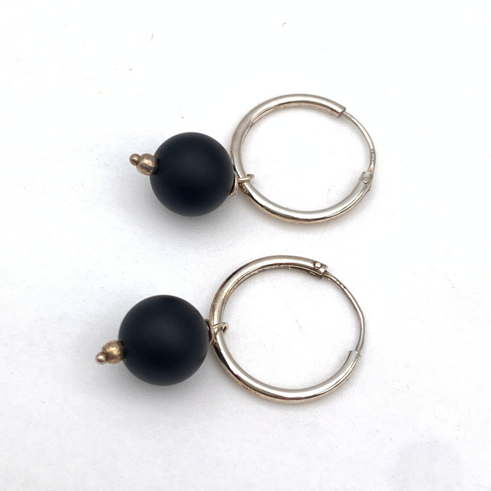 Hoops Pietra Nera in Argento Silver