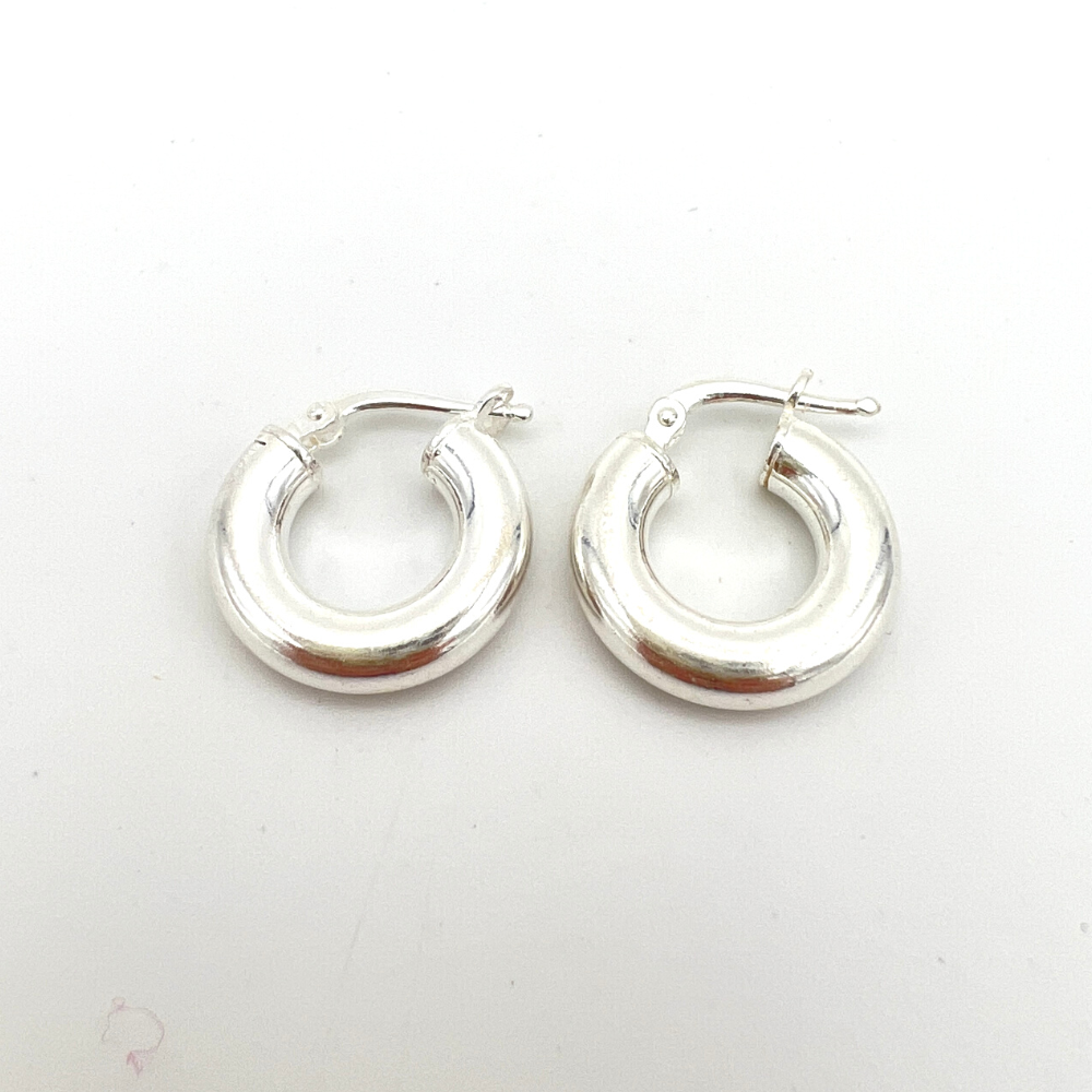 Orecchini Hoops in Argento Silver Lisci Bombati Mini