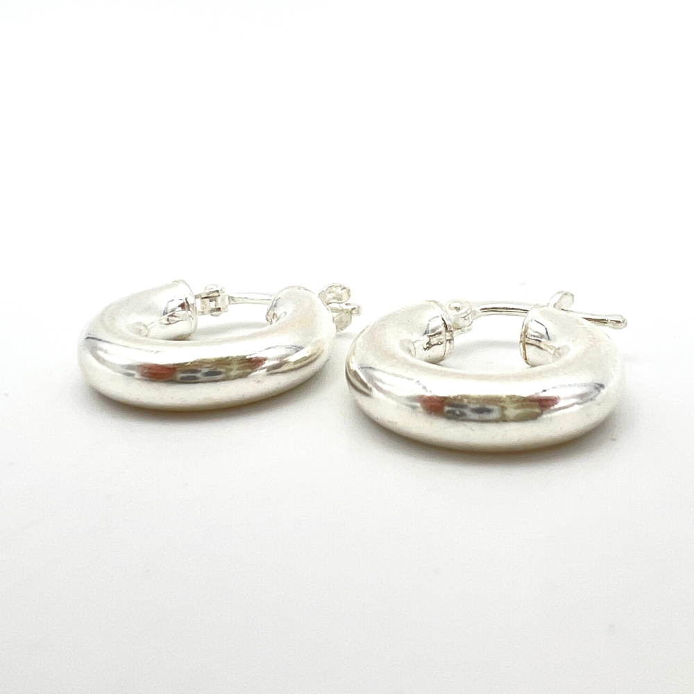hoops argento silver lisci bombati mini