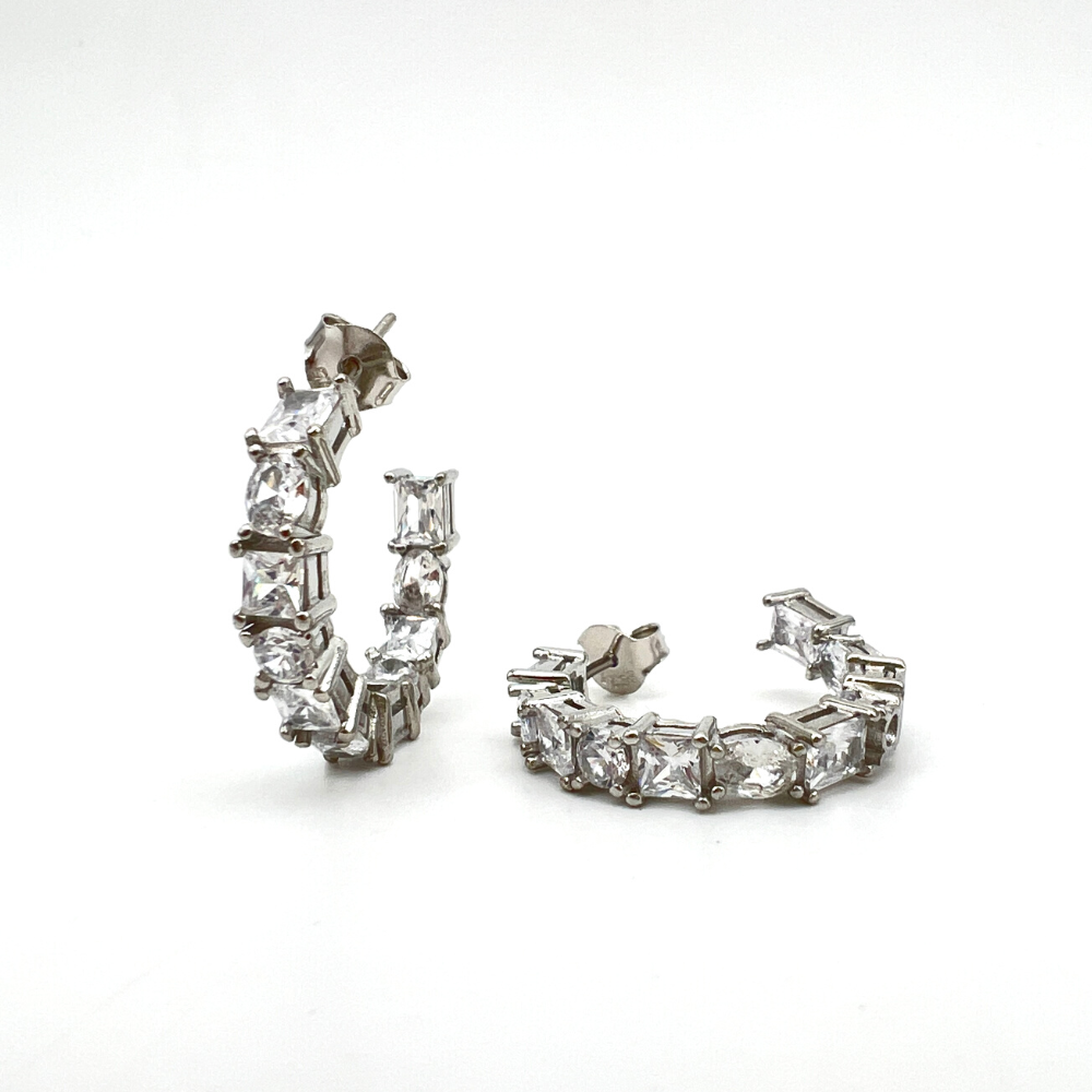 orecchini silver zirconi bianchi