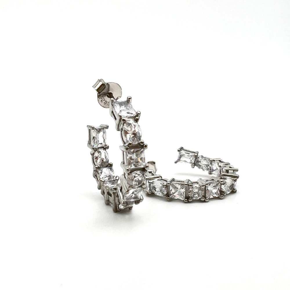 orecchini silver zirconi bianchi