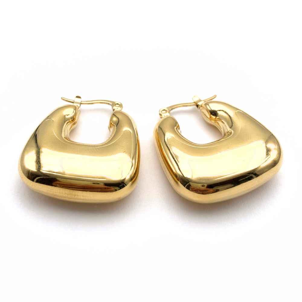 hoops squadrati bombati in acciaio gold