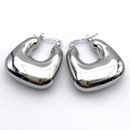 Orecchini Squadrati Bombati in Acciaio Silver