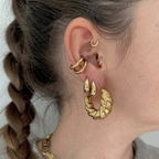 Orecchini Torchon Bombati a Cerchio in Acciaio Gold