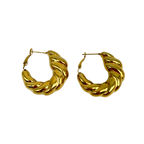 Orecchini Torchon Bombati a Cerchio in Acciaio Gold