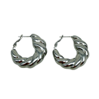 Orecchini Torchon Bombati a Cerchio in Acciaio Silver