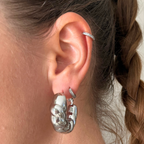 Orecchini Torchon Bombati a Cerchio in Acciaio Silver