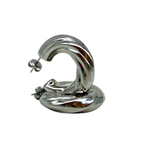 Orecchini a Cerchio con Striature in Acciaio Silver
