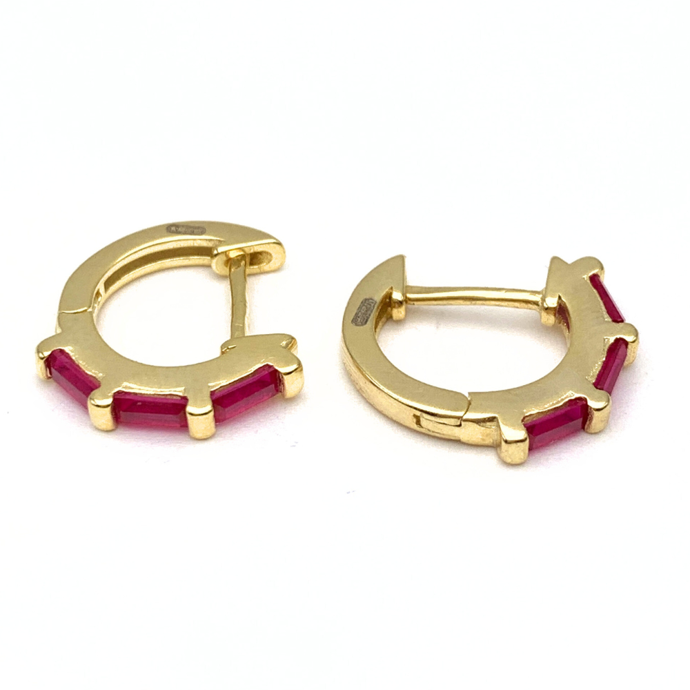 Mono Hoop Zirconi Fucsia in Argento Gold