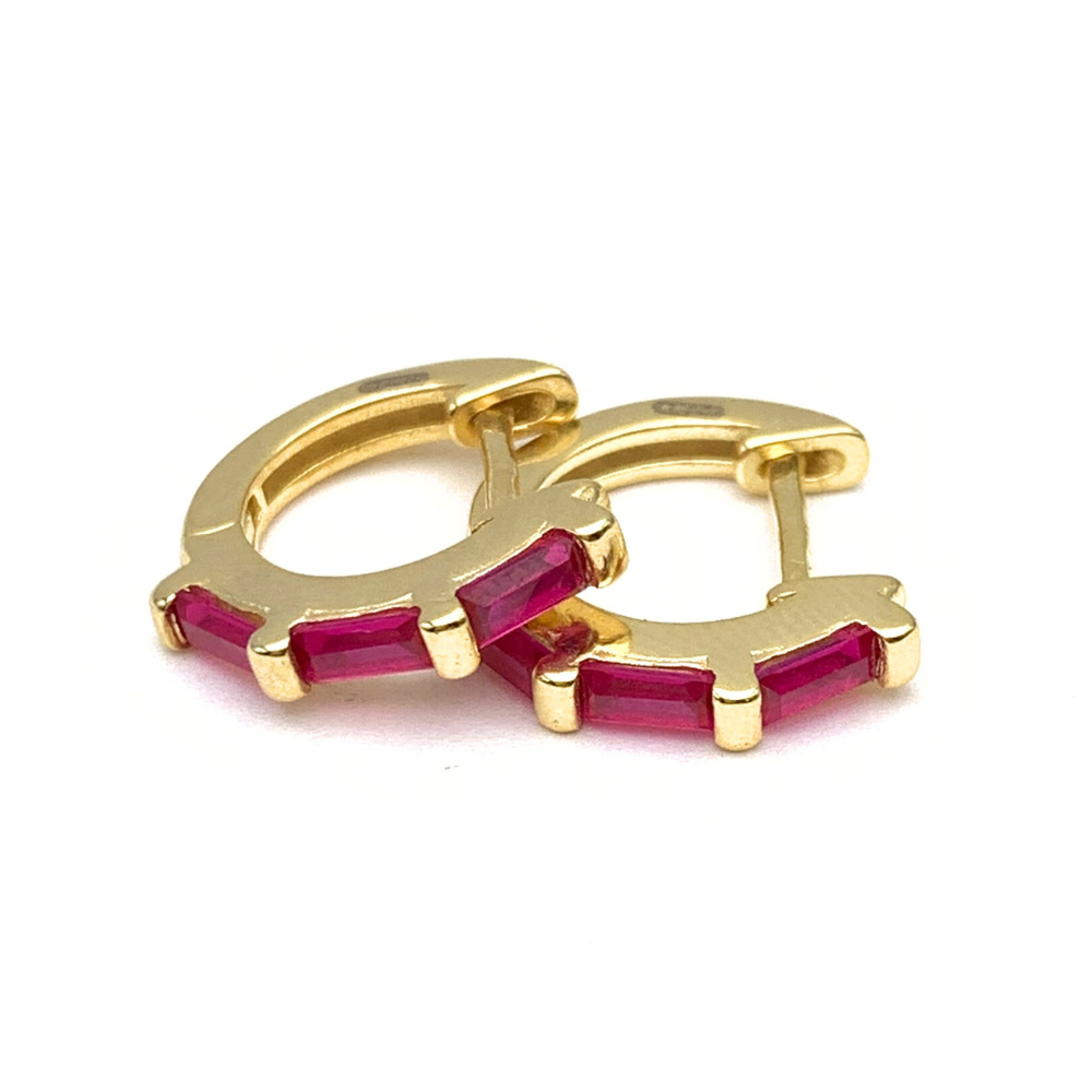 Mono Hoop Zirconi Fucsia in Argento Gold