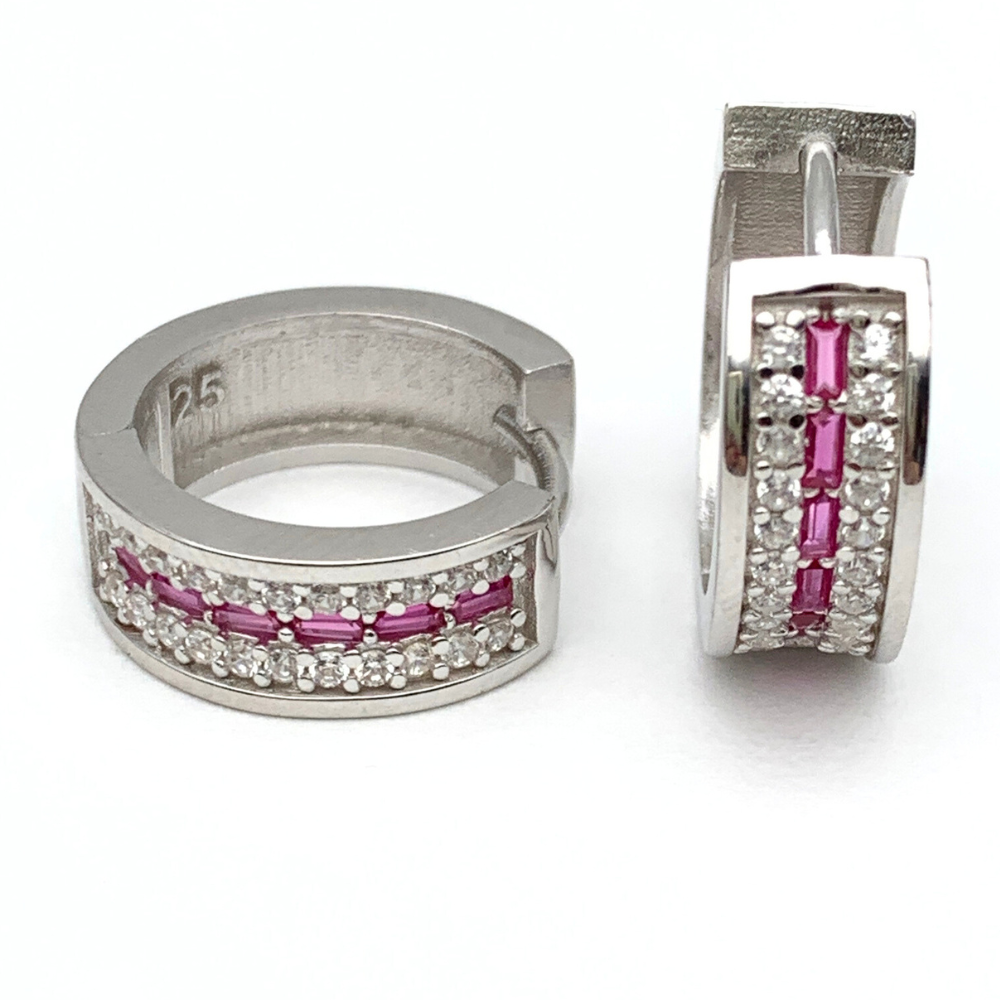 Orecchini Glimmering con Zirconi Fucsia in Argento Silver
