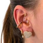 Orecchini Love con Strass in Acciaio Gold