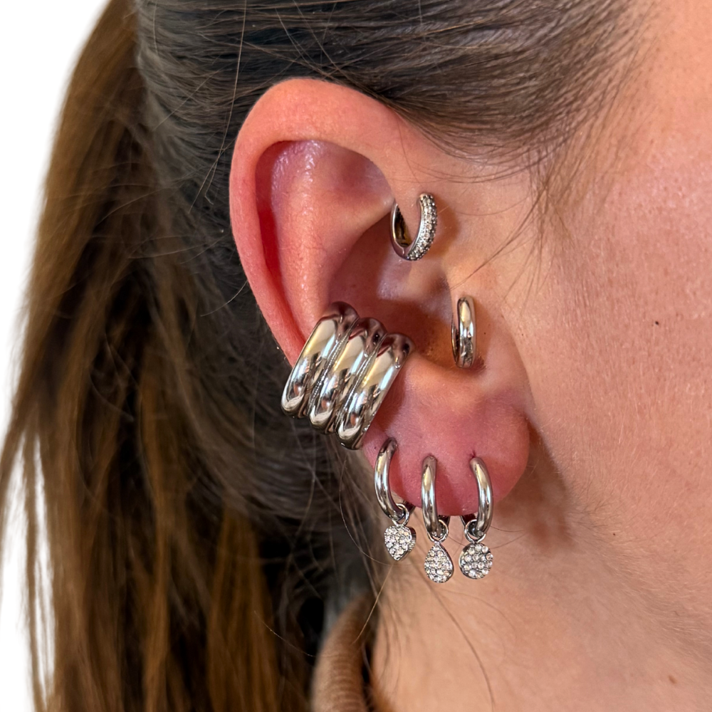 Orecchino Silver con Ciondolo Goccia in Zirconi