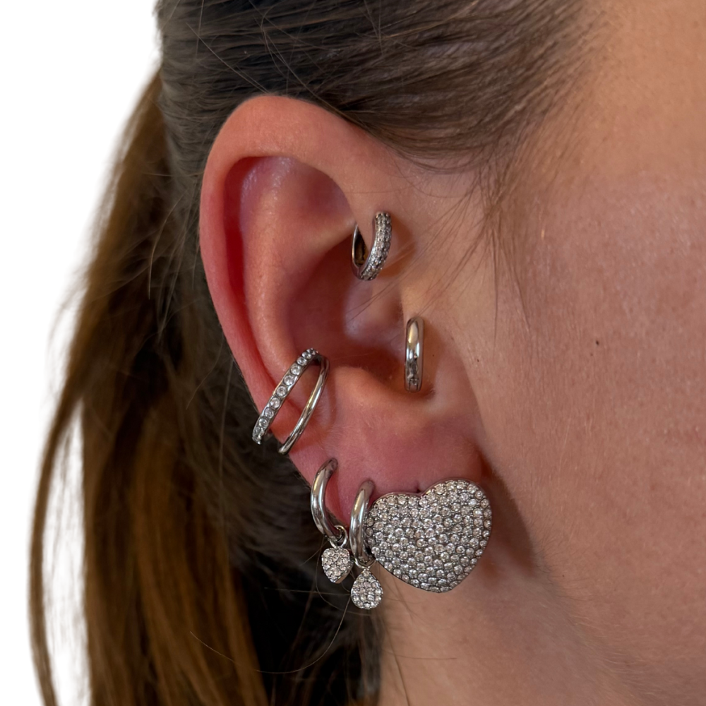 Orecchini Love con Strass in Acciaio Silver