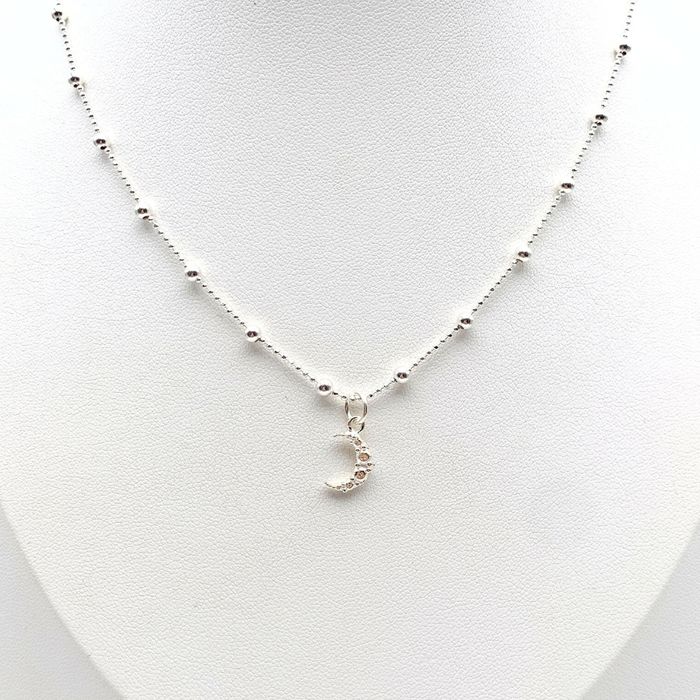 Collana Ciondolo Mezza Luna Bubble in Argento Silver
