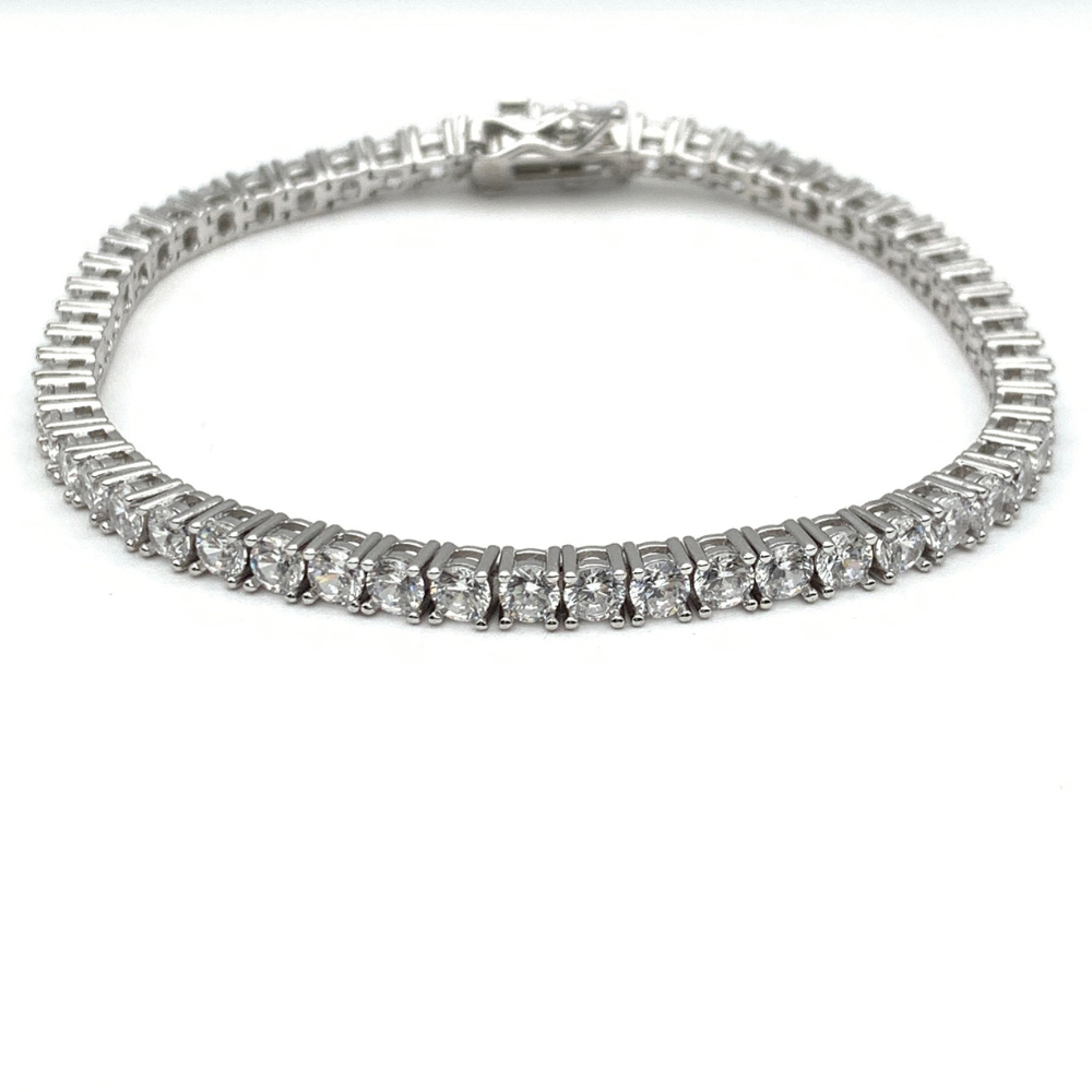 Bracciale Maxi Tennis Zirconi Bianchi in Argento Silver - WJ Gioielli
