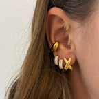 Orecchini a X Mini in Acciaio Gold