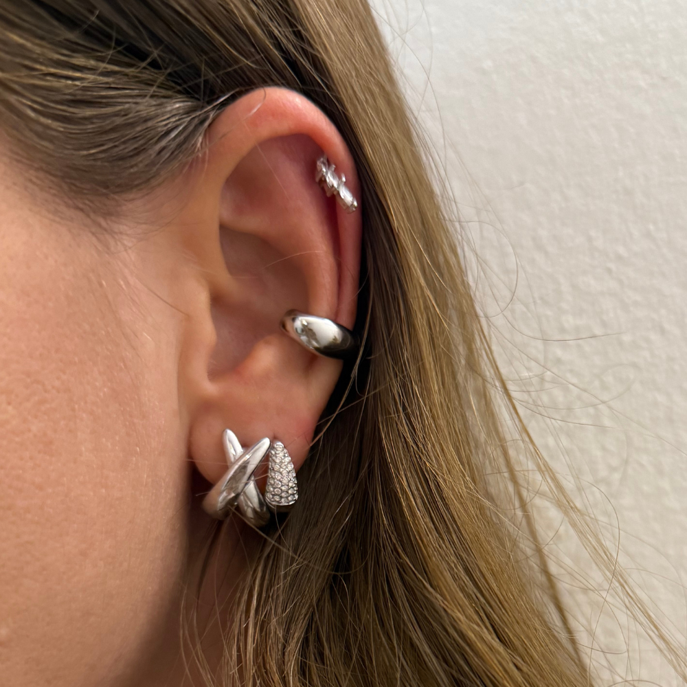 Orecchini a X Mini in Acciaio Silver