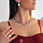 hoops monete silver in acciaio e collana grumetta in acciaio silver con monete e anello con moneta