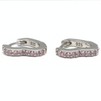 orecchino cuore con zirconi rosa in argento silver