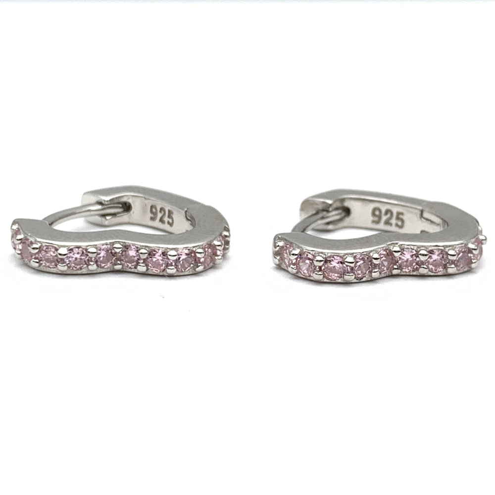 orecchino cuore con zirconi rosa in argento silver