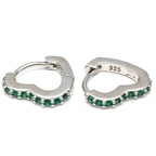 Mono Hoop Cuore con Zirconi Verdi in Argento Silver