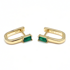 Mono Hoop Rettangolare Zircone Verde in Argento Gold