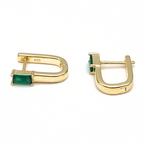 Mono Hoop Rettangolare Zircone Verde in Argento Gold