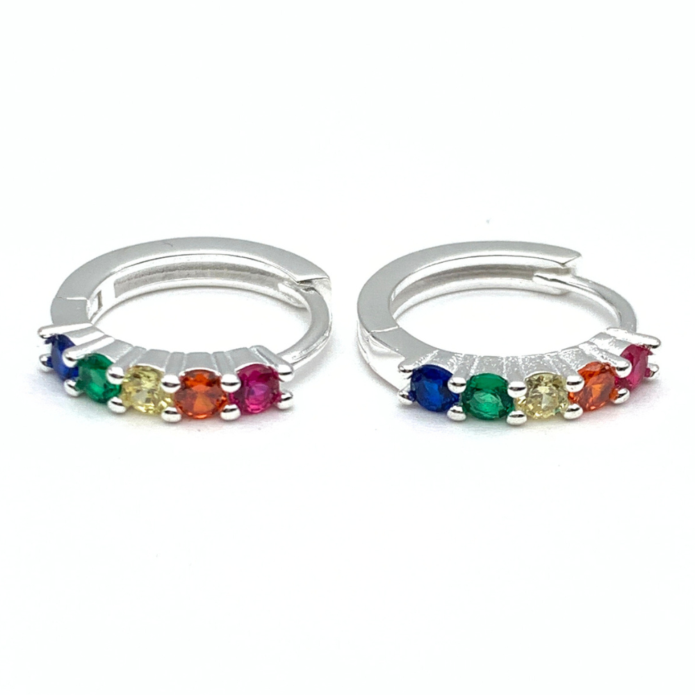 Mono Hoop Rainbow in Argento Silver