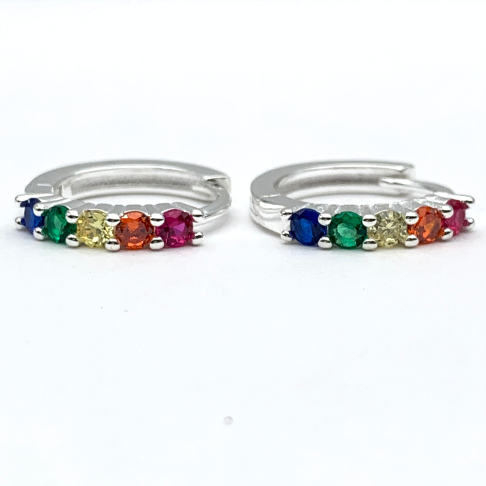 orecchini in argento silver con zirconi colorati