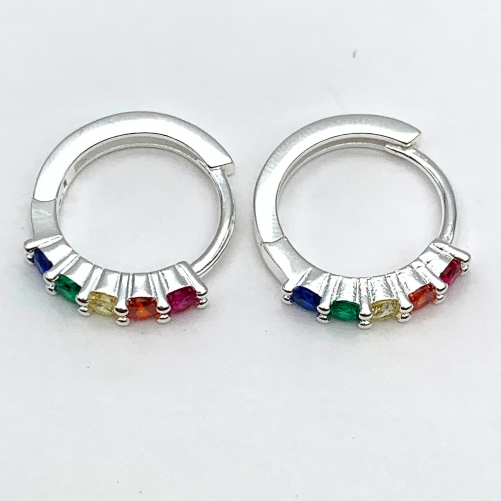 orecchini in argento silver con zirconi colorati